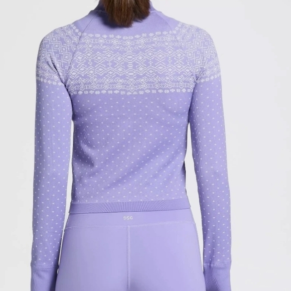 DSG Women purple white longsleeves quarter zip Size M sweater NWT - Picture 2 of 7